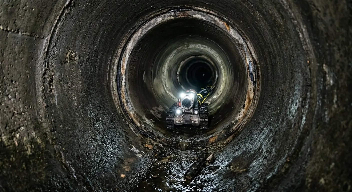 Robotic sewer camera inspecting pipe interior for Sewer Line Repair in Hurley